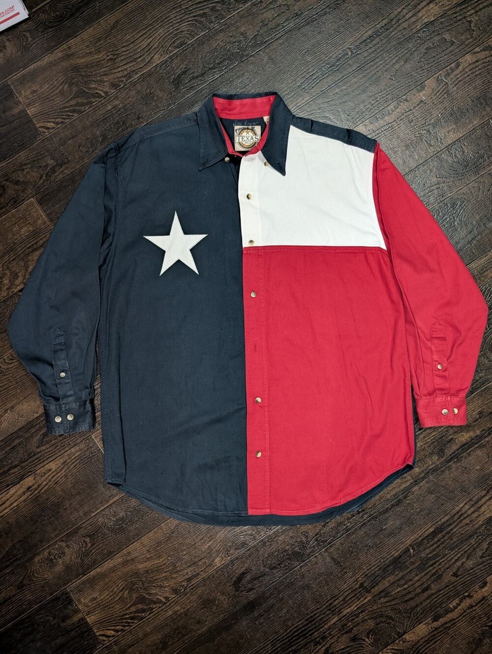Texas Cotton Dry Goods Mens M Texas Flag Western Colorblock Button Down Shirt
